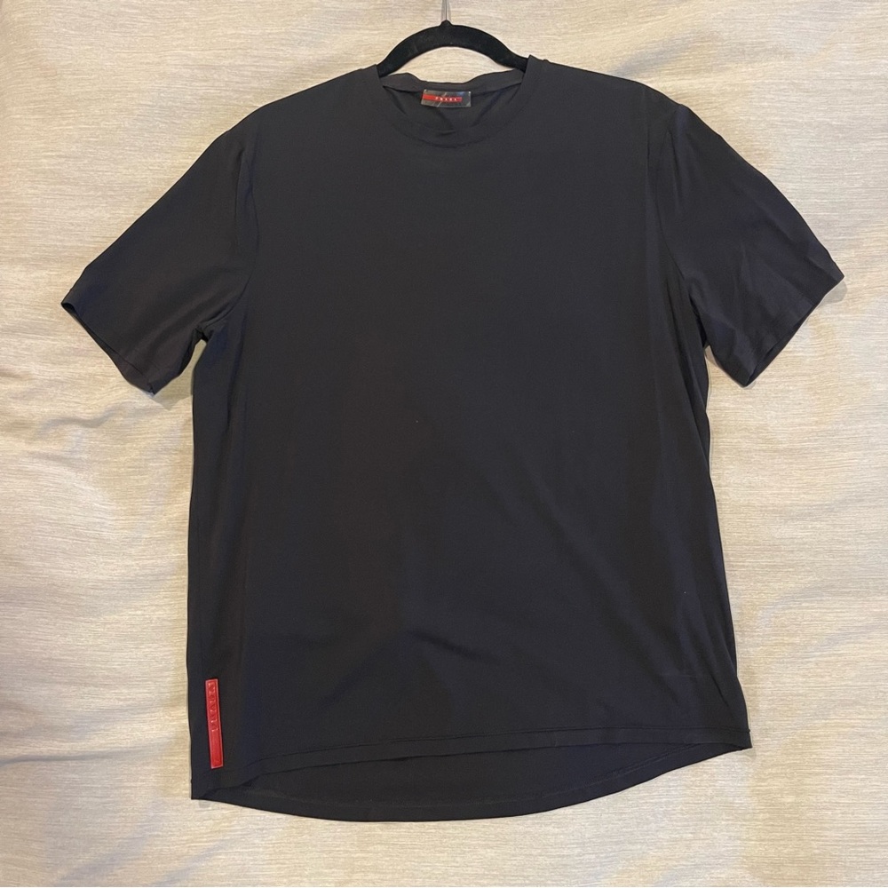 Men’s Large Black Prada Branded Tee Zipper